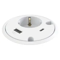 Powerdot 16 mit 1x USB-A-Ladegerät und 1x USB-C-Ladeset, Ø 79 mm, weiß