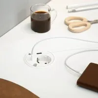 Powerdot 16 mit 1x USB-A-Ladegerät und 1x USB-C-Ladeset, Ø 79 mm, weiß