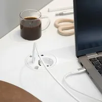 Powerdot 16 mit 1x USB-A-Ladegerät und 1x USB-C-Ladeset, Ø 79 mm, weiß