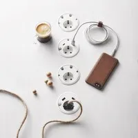Powerdot 16 mit 1x USB-A-Ladegerät und 1x USB-C-Ladeset, Ø 79 mm, weiß