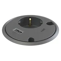 Powerdot 16 mit 1x USB-A-Ladegerät und 1x USB-C-Ladeset, Ø 79 mm, schwarz