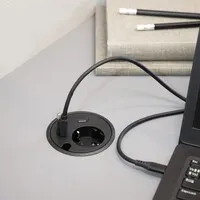 Powerdot 16 mit 1x USB-A-Ladegerät und 1x USB-C-Ladeset, Ø 79 mm, schwarz