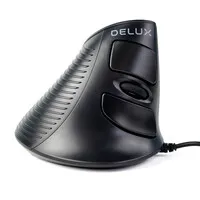 Delux Wow Grip Mouse – kabelgebundene, ergonomische Maus für Rechtshänder – schwarz