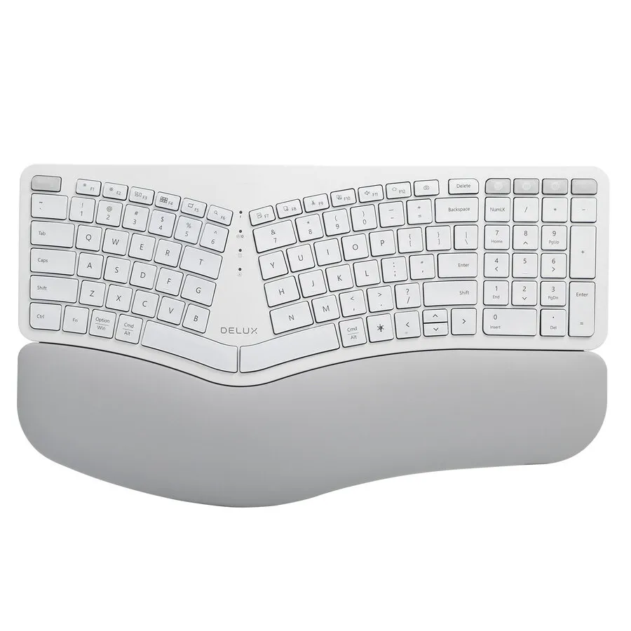 Delux Ergonomic Split Pro weiß, kabellos