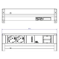 Bachmann DESK 1 – 2x 230 V, 2x USB-A-Ladeanschluss und benutzerdefiniertes Modul