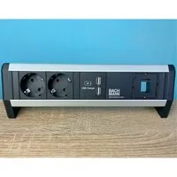 Bachmann DESK 1 – 2x 230 V, 2x USB-A-Ladeanschluss und benutzerdefiniertes Modul