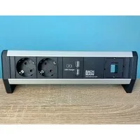 Bachmann DESK 1 – 2x 230 V, 2x USB-A-Ladeanschluss und benutzerdefiniertes Modul