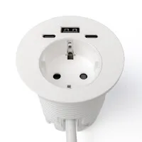 Ergopro Powerspot mit USB-A- und USB-C-Ladeanschluss, Ø 60 mm, weiß