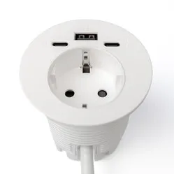Ergopro Powerspot mit USB-A- und USB-C-Ladeanschluss, Ø 60 mm, weiß