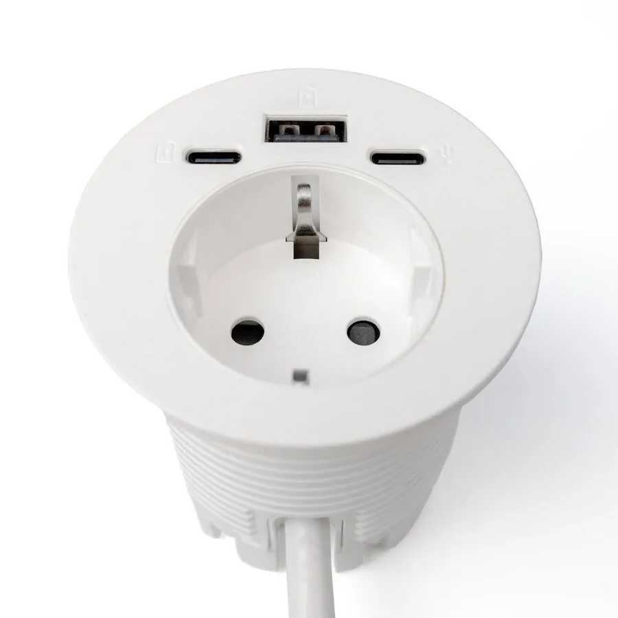 Ergopro Powerspot mit USB-A- und USB-C-Ladeanschluss, Ø 60 mm, weiß