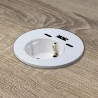 Ergopro Powerspot mit USB-A- und USB-C-Ladeanschluss, Ø 60 mm, weiß
