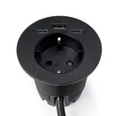 Ergopro Powerspot mit USB-A- und USB-C-Ladegerät sowie USB-C-Anschluss, Ø 60 mm, schwarz