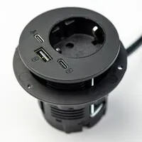 Ergopro Powerspot mit USB-A- und USB-C-Ladegerät sowie USB-C-Anschluss, Ø 60 mm, schwarz