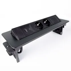 Ergopro Quickbox plus Einbausteckdose mit USB-A und C Ladegerät und 2x Keystone schwarz