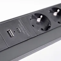 Ergopro Quickbox plus Einbausteckdose mit USB-A und C Ladegerät und 2x Keystone schwarz