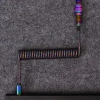 Keychron Premium-Aviator-Spiralkabel – Rainbow Plated Black