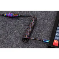 Keychron Premium-Aviator-Spiralkabel – Rainbow Plated Black