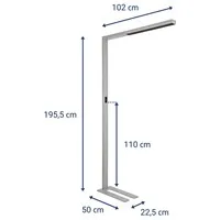 Maul MAULsirius LED-Stehleuchte colour vario sensor dimmbar silbergrau