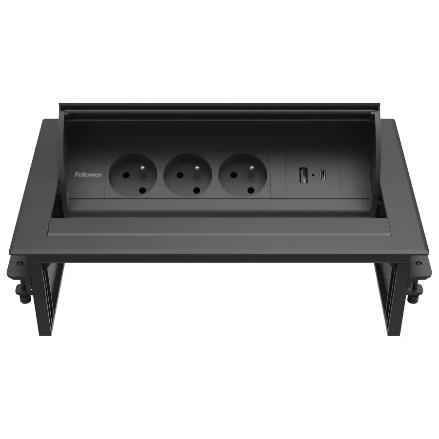 Fellowes Desk In - 3x penaarde & USB-A/C zwart