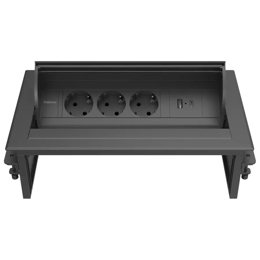 Fellowes Desk In – 3x Stromanschluss & USB-A/C, schwarz