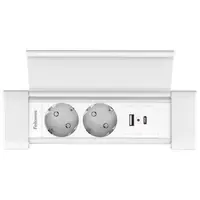 Fellowes Desk In Cover - 2x Strom & USB-A/C weiß