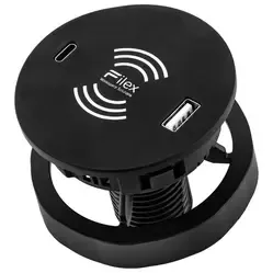 Fellowes AC Qi Power-Spot kabelloses Ladegerät 15 W mit USB Ø60 mm schwarz