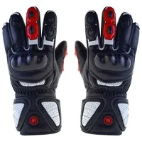 Glovii Beheizte Motorradhandschuhe für Motorradbatterie - schwarz/rot/weiß