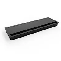 Ergopro Aluminium-Kabeldurchführung mit Soft-Close-Klappe - 120 x 360 x 25 mm schwarz