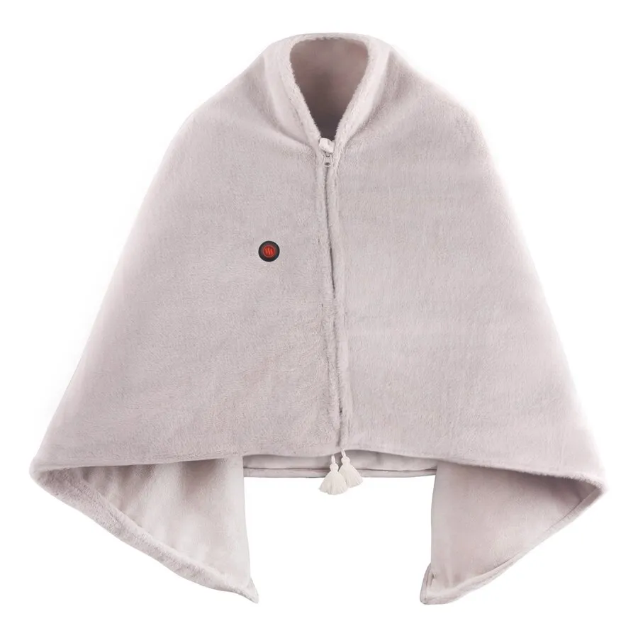 Glovii Beheizte Cape-Decke 2-in-1 - hellgrau
