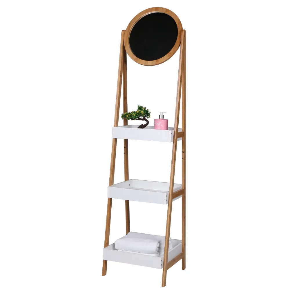 Premium Multifunctioneel Bamboerek Met Spiegel - 39 X 40 X 158 Cm