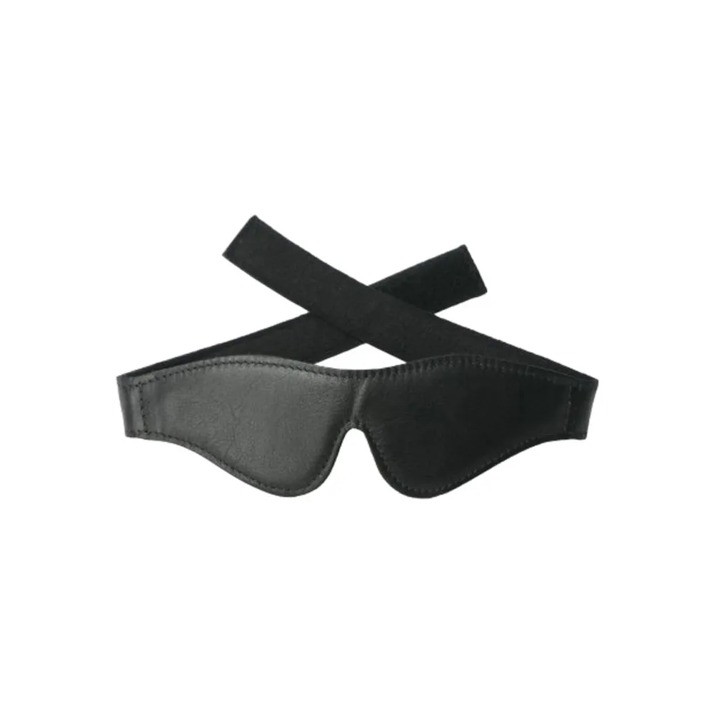 Huismerk Leren Velcro Blinddoek Zwart