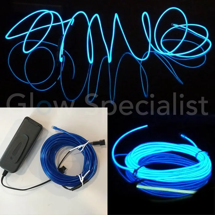 EL-WIRE / DRAAD - 5 METER - MET 3 VOLT INVERTER