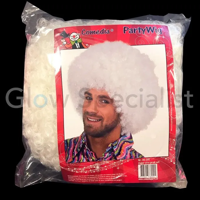Glow Specialist NEON WHITE AFRO WIG