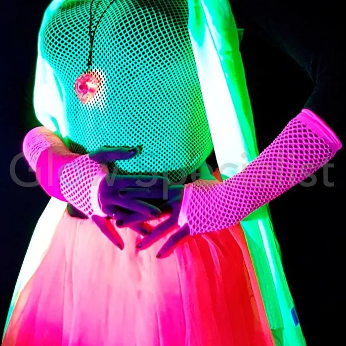 UV / BLACKLIGHT NEON HANDSCHOENEN - VINGERLOOS - 25 CM