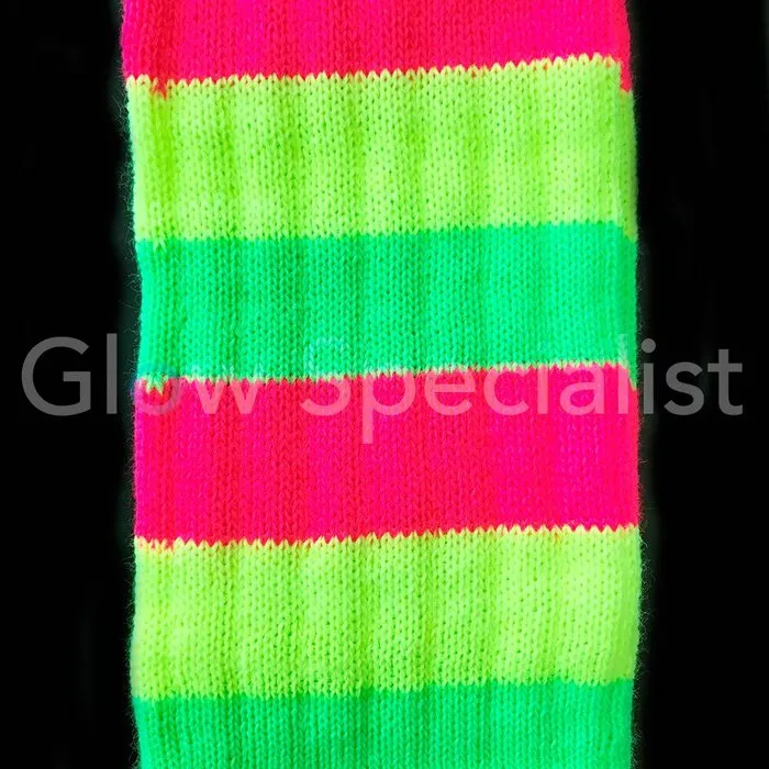 UV / NEON BLACKLIGHT SOCCER SOCKS / KNEE HIGHS - STRIPED