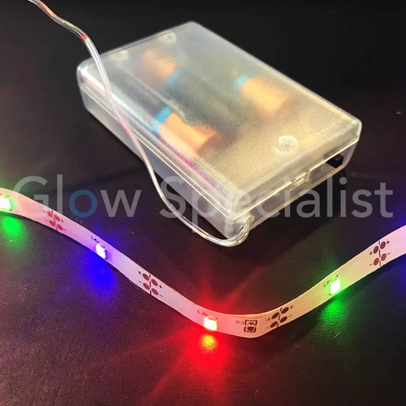 LED Strip 1 Meter – 30 Multicolor LEDs – Battery‑Powered Decoration Light