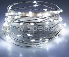 SILVER WIRE LIGHTS - 80 LEDS - WHITE