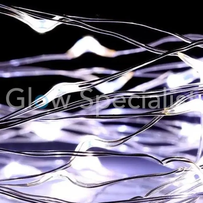 SILVER WIRE LIGHTS - 80 LEDS - WHITE