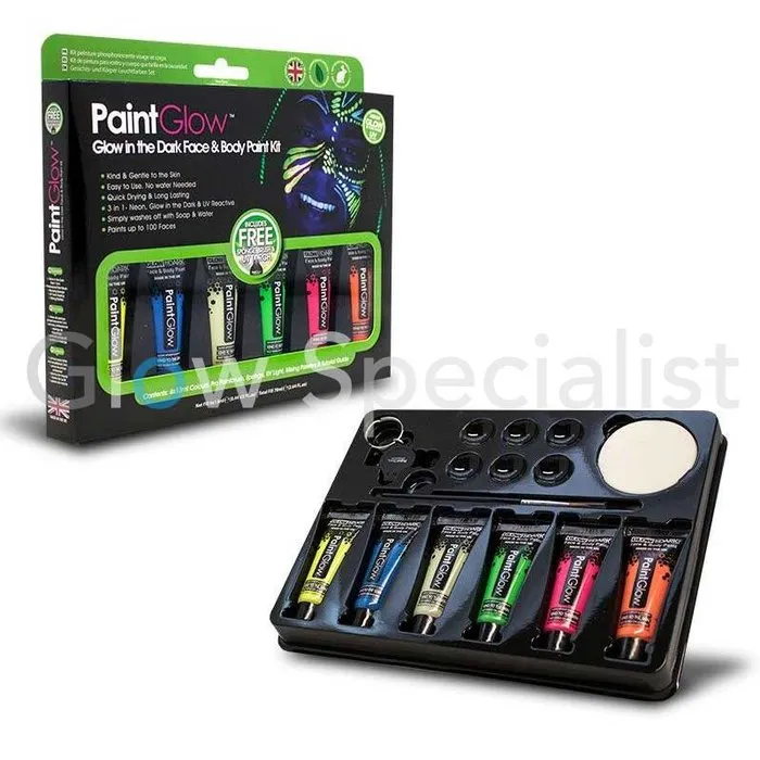 PaintGlow PAINTGLOW GLOW IN THE DARK FACE & BODY PAINT KIT