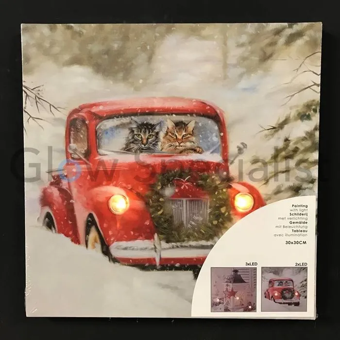 CANVAS PAINTING WITH LED 30 X 30CM - SET OF 2