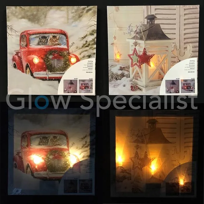 CANVAS PAINTING WITH LED 30 X 30CM - SET OF 2