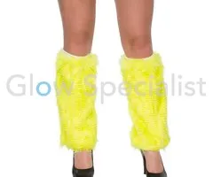 UV / BLACKLIGHT LEG WARMERS - PLUSH - NEON YELLOW