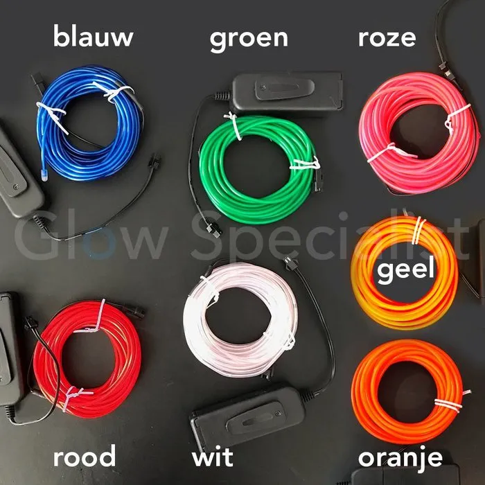 EL-WIRE / DRAAD - 5 METER - MET 3 VOLT INVERTER