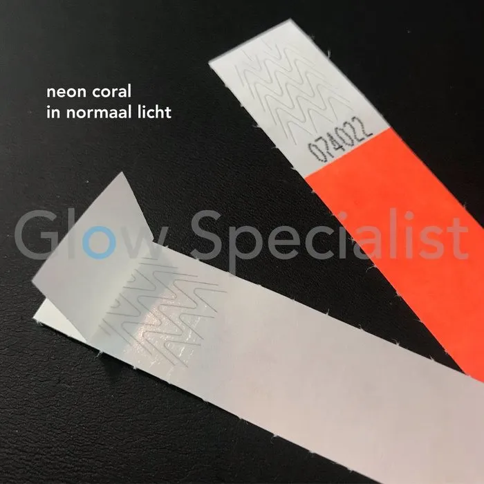 Glow Specialist NEON TYVEK WRISTBAND - CORAL