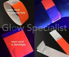 Glow Specialist NEON TYVEK WRISTBAND - CORAL