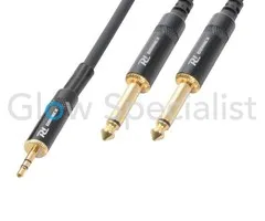Pd Connex POWER DYNAMICS CONNEX - HQ KABEL 3,5 MM STEREO - 2x 6,3 MM MONO - 3 METER