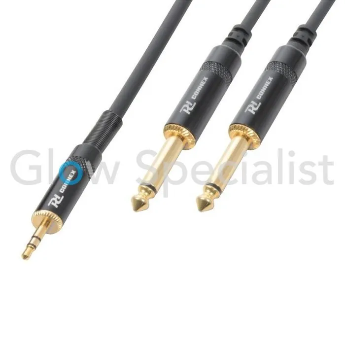 Pd Connex POWER DYNAMICS CONNEX - HQ CABLE 3,5 MM STEREO - 2x 6,3 MM MONO - 3 METER