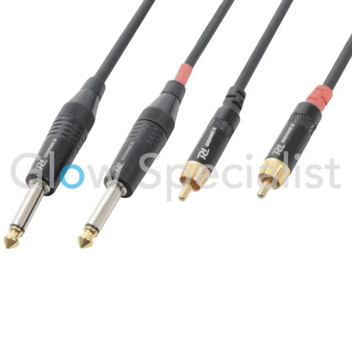 Pd Connex POWER DYNAMICS CONNEX - KABEL 2x 6.3 mm MONO - 2x RCA MALE - 3 METER
