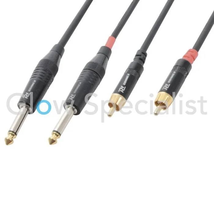 Pd Connex POWER DYNAMICS CONNEX - KABEL 2x 6,3 MM MONO - 2x RCA MALE - 1,5 METER