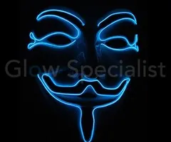 Glow Specialist EL WIRE ANONYMOUS - V FOR VENDETTA MASKER - BLAUW